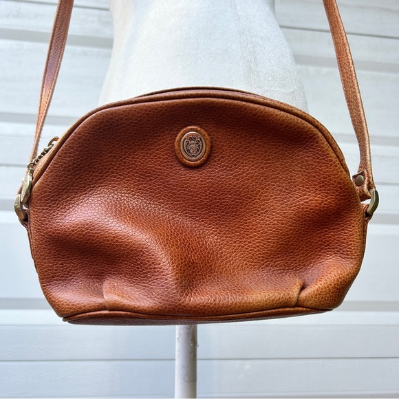 Vintage Rare 80's Liz Claiborne Accessories Tan Crossbody Leather Small GVC - Picture 1 of 15